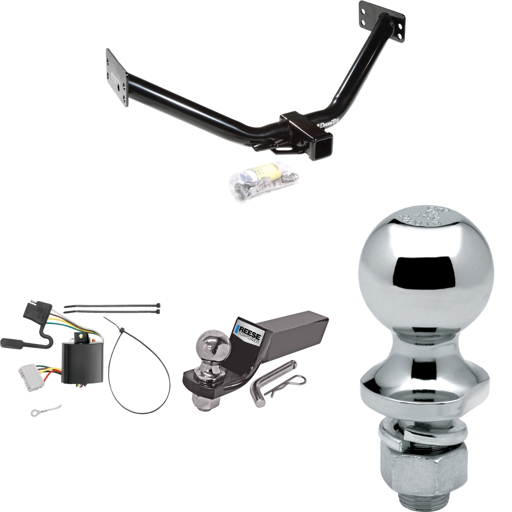 Fits 2007-2013 Acura MDX Trailer Hitch Tow PKG w/ 4-Flat Wiring + Starter Kit Ball Mount w/ 2" Drop & 2" Ball + 1-7/8" Ball (Excludes: w/Full Size Spare Tire or w/Rear Sport Bumper Option Models) By Draw-Tite