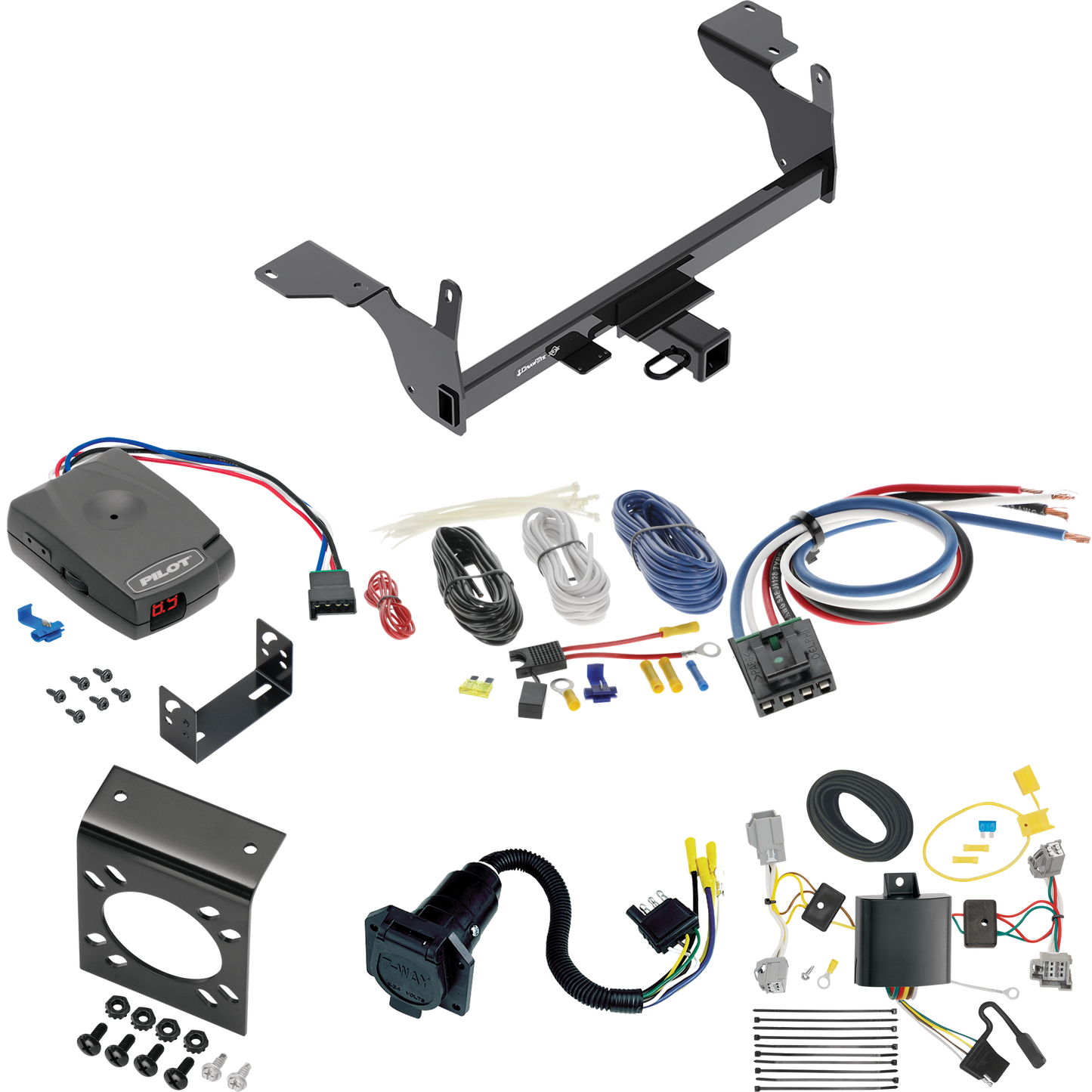 Se adapta al paquete de enganche de remolque Volvo XC60 2014-2017 con control de freno piloto serie Pro + adaptador de cableado BC genérico + cableado RV de 7 vías de Draw-Tite