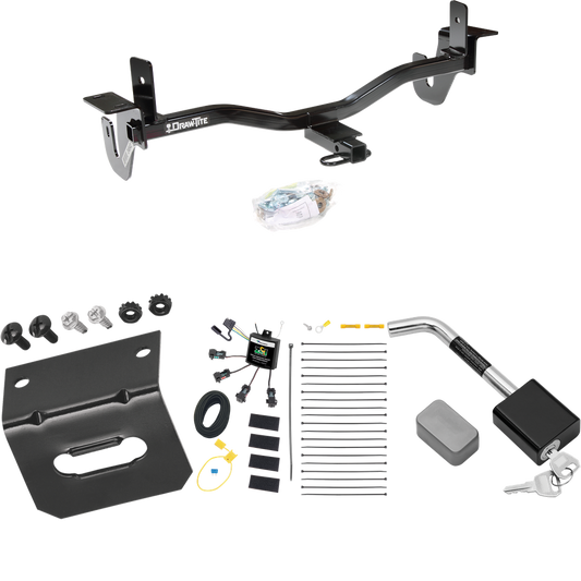 Fits 2010-2013 Mazda 3 Trailer Hitch Tow PKG w/ 4-Flat Zero Contact "No Splice" Wiring Harness + Wiring Bracket + Hitch Lock (For Sedan, w/Grand Touring LED Taillights Models) By Draw-Tite