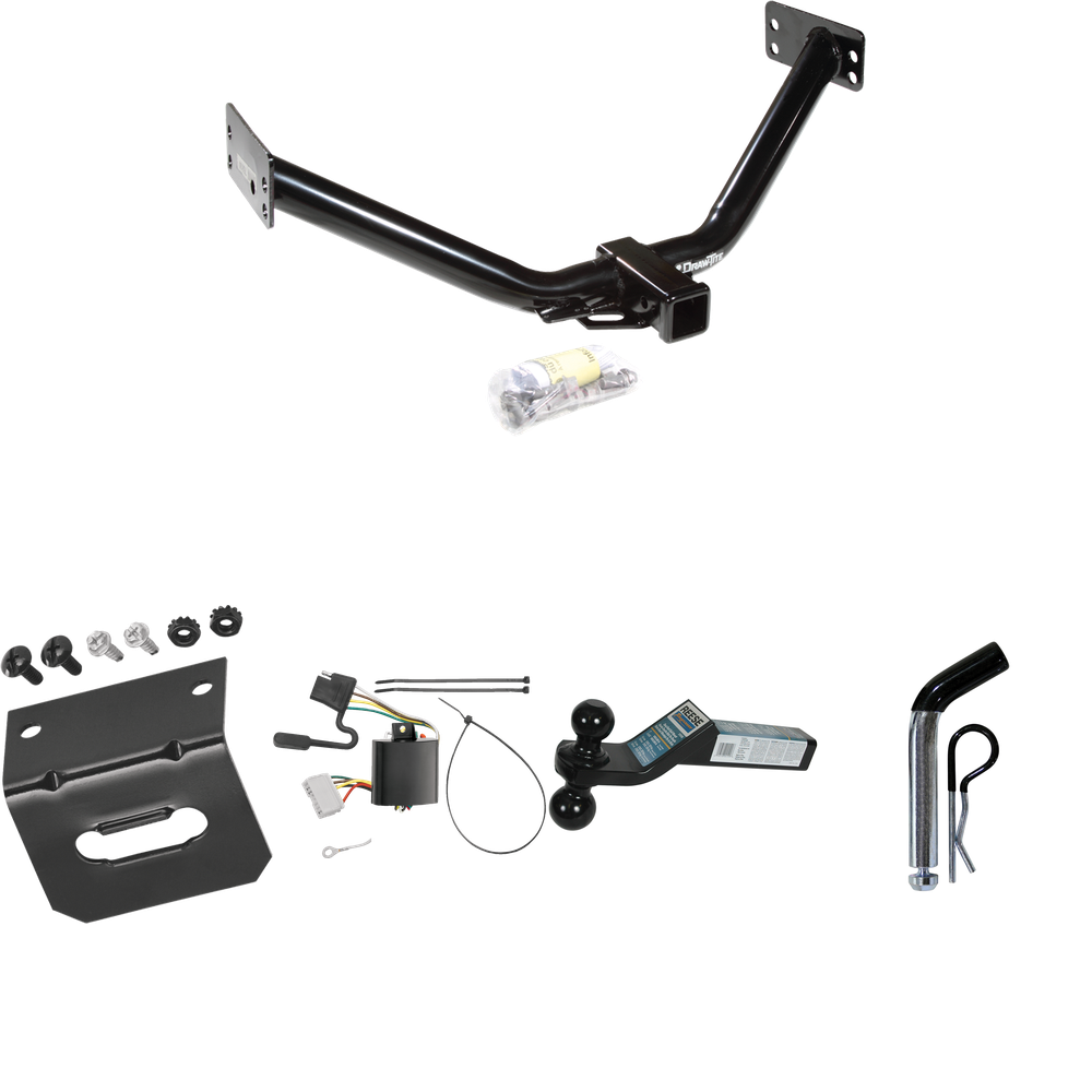 Fits 2007-2013 Acura MDX Trailer Hitch Tow PKG w/ 4-Flat Wiring Harness + Dual Ball Ball Mount 2" & 2-5/16" Trailer Balls + Pin/Clip +  Wiring Bracket (Excludes: w/Full Size Spare Tire or w/Rear Sport Bumper Option Models) By Draw-Tite