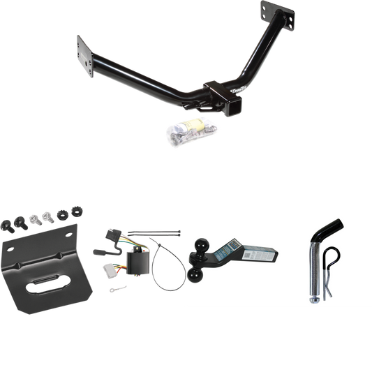 Fits 2007-2013 Acura MDX Trailer Hitch Tow PKG w/ 4-Flat Wiring Harness + Dual Ball Ball Mount 2" & 2-5/16" Trailer Balls + Pin/Clip +  Wiring Bracket (Excludes: w/Full Size Spare Tire or w/Rear Sport Bumper Option Models) By Draw-Tite