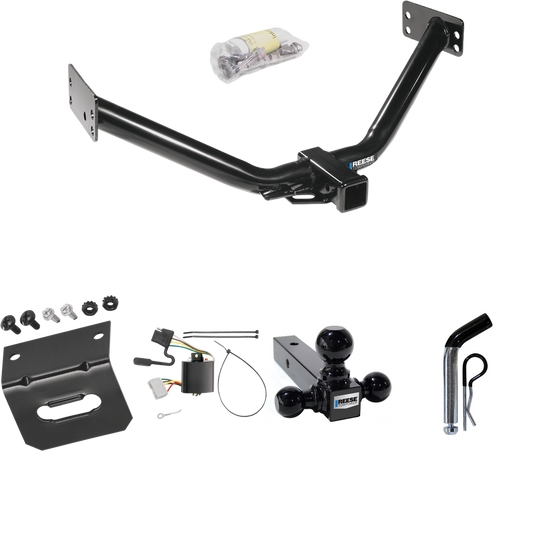 Fits 2007-2013 Acura MDX Trailer Hitch Tow PKG w/ 4-Flat Wiring Harness + Triple Ball Ball Mount 1-7/8" & 2" & 2-5/16" Trailer Balls + Pin/Clip + Wiring Bracket (Excludes: w/Full Size Spare Tire or w/Rear Sport Bumper Option Models) By Reese Towpower