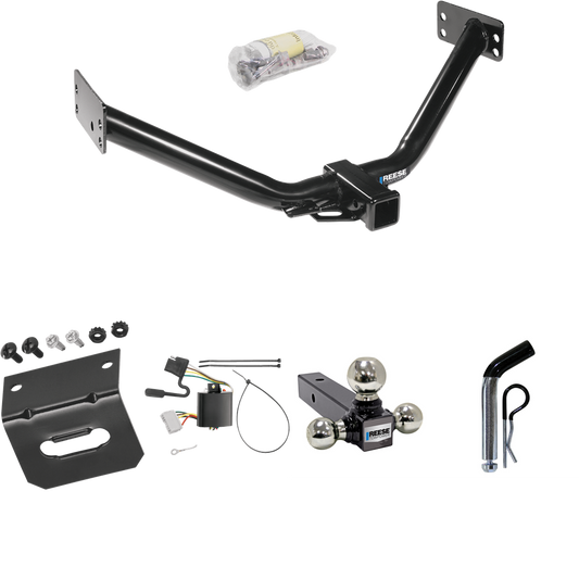 Fits 2007-2013 Acura MDX Trailer Hitch Tow PKG w/ 4-Flat Wiring Harness + Triple Ball Ball Mount 1-7/8" & 2" & 2-5/16" Trailer Balls + Pin/Clip + Wiring Bracket (Excludes: w/Full Size Spare Tire or w/Rear Sport Bumper Option Models) By Reese Towpower