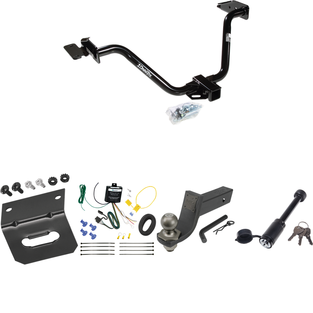 Se adapta al paquete de enganche de remolque Chrysler Pacifica 2004-2008 con cableado de 4 planos + kit de inicio táctico de enclavamiento con caída de 3-1/4" y bola de 2" + bloqueo táctico de hueso de perro + soporte de cableado de Draw-Tite