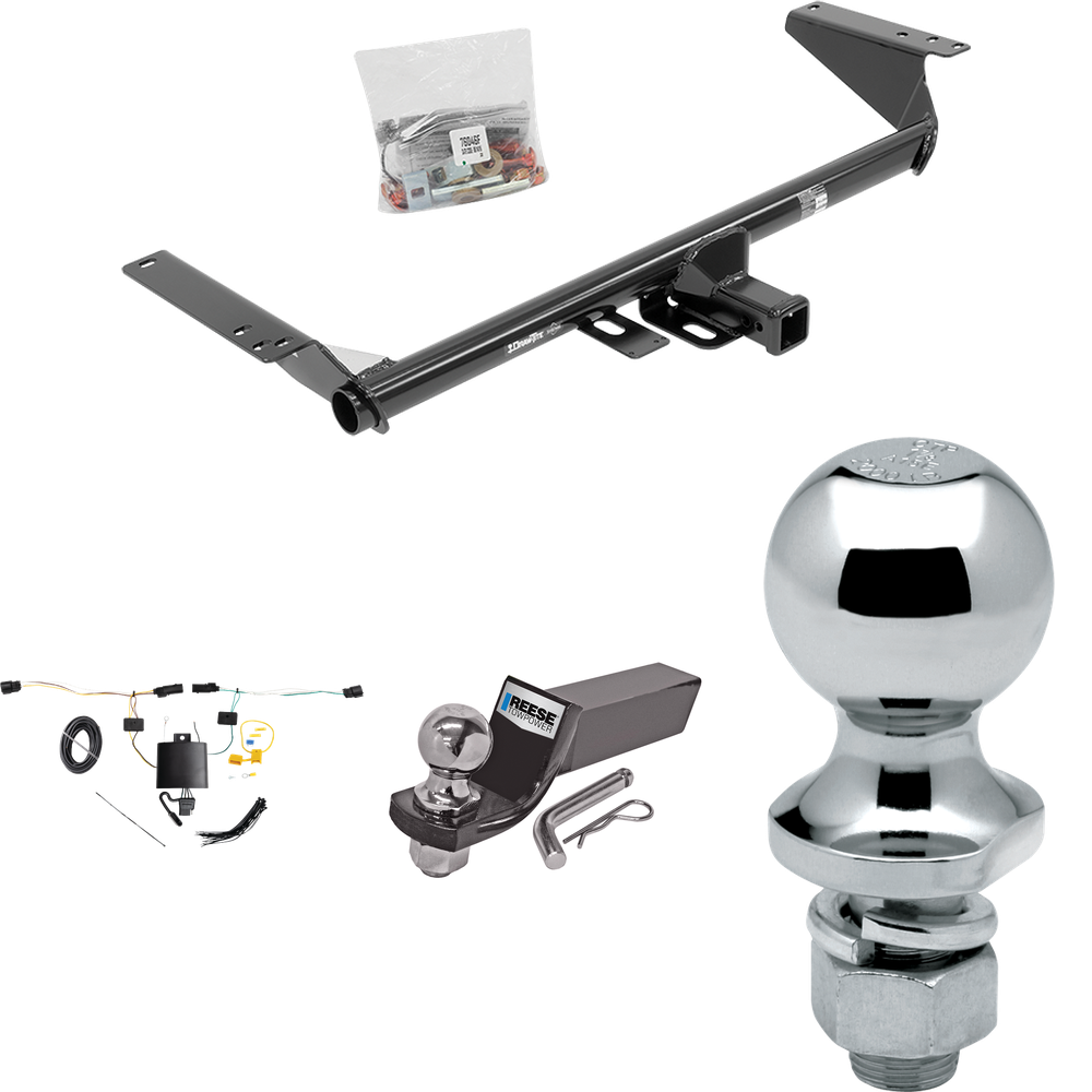 Fits 2021-2023 Chrysler Pacifica Trailer Hitch Tow PKG w/ 4-Flat Wiring + Starter Kit Ball Mount w/ 2" Drop & 2" Ball + 1-7/8" Ball By Draw-Tite