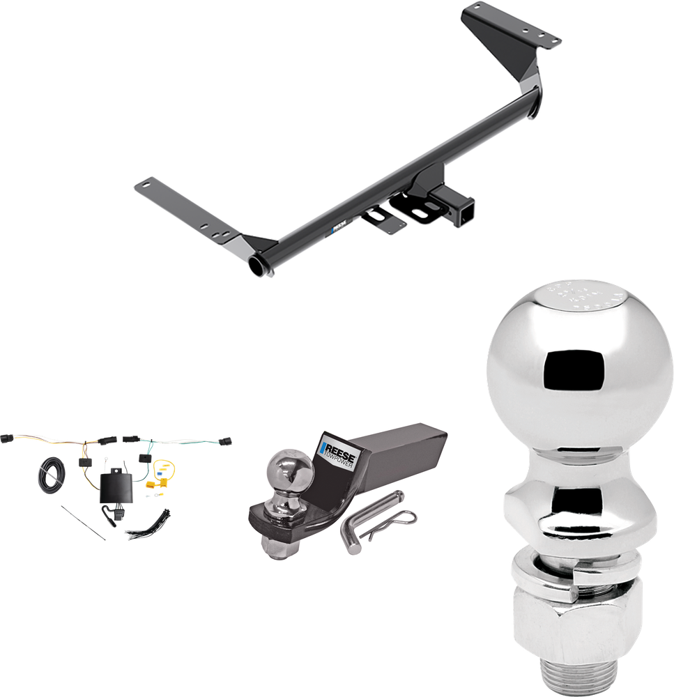 Fits 2021-2023 Chrysler Pacifica Trailer Hitch Tow PKG w/ 4-Flat Wiring + Starter Kit Ball Mount w/ 2" Drop & 2" Ball + 2-5/16" Ball By Reese Towpower