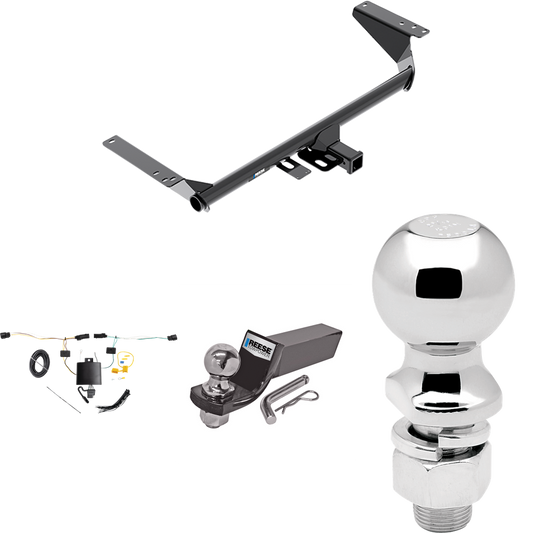 Fits 2021-2023 Chrysler Pacifica Trailer Hitch Tow PKG w/ 4-Flat Wiring + Starter Kit Ball Mount w/ 2" Drop & 2" Ball + 2-5/16" Ball By Reese Towpower