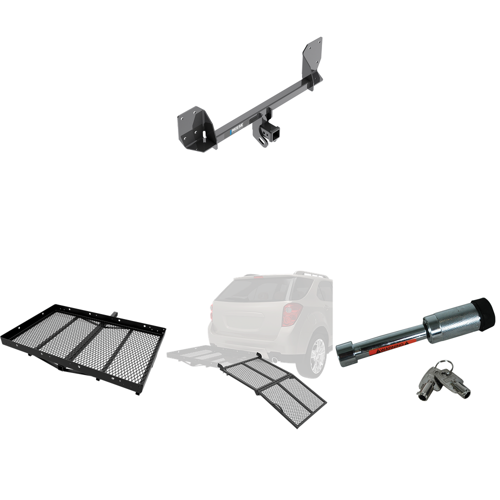 Fits 2016-2023 Volvo XC90 Trailer Hitch Tow PKG w/ Cargo Carrier + Bi-Fold Ramp + Hitch Lock By Reese Towpower