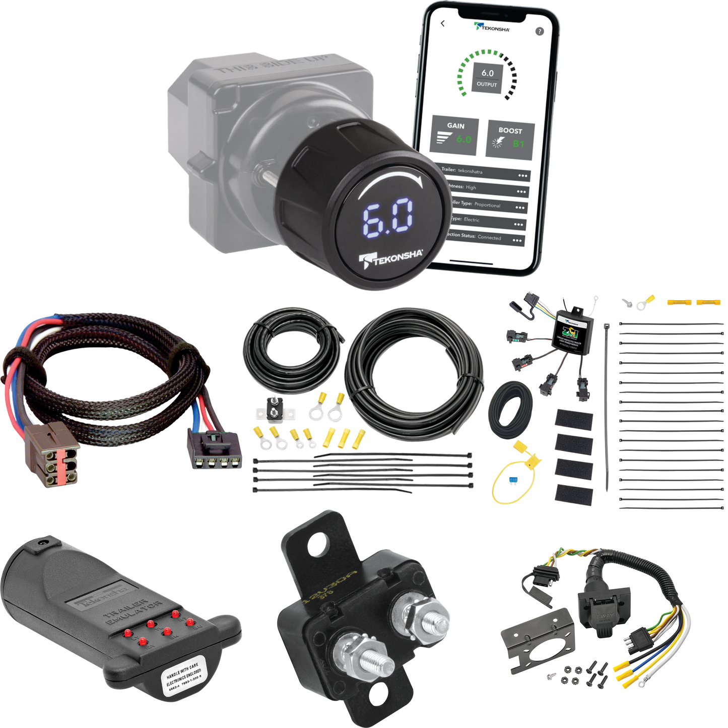 Fits 1999-2003 Ford Windstar 7-Way RV Wiring w/ Zero Contact ZCI Module + Tekonsha Prodigy iD Bluetooth Wireless Brake Control + Plug & Play BC Adapter + 7-Way Tester and Trailer Emulator (For (Built Before 11/2002) Models) By Tekonsha