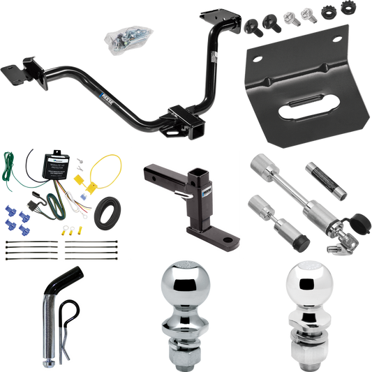 Fits 2004-2008 Chrysler Pacifica Trailer Hitch Tow PKG w/ 4-Flat Wiring Harness + Adjustable Drop Rise Ball Mount + Pin/Clip + 2" Ball + 1-7/8" Ball + Dual Hitch & Coupler Locks By Reese Towpower