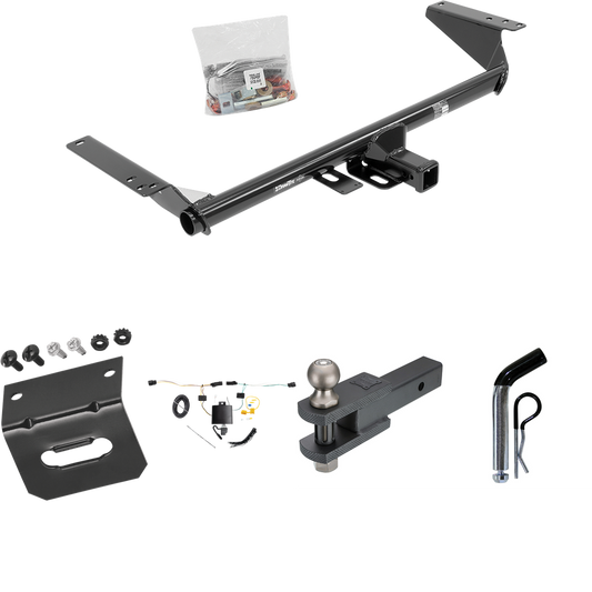 Fits 2021-2023 Chrysler Pacifica Trailer Hitch Tow PKG w/ 4-Flat Wiring Harness + Clevis Hitch Ball Mount w/ 2" Ball + Pin/Clip + Wiring Bracket By Draw-Tite