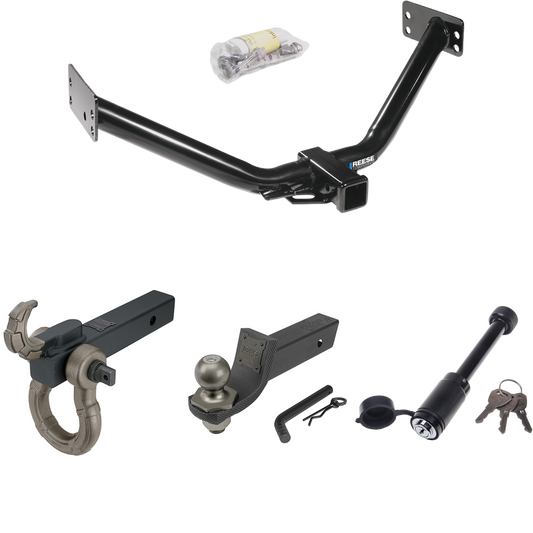 Fits 2007-2013 Acura MDX Trailer Hitch Tow PKG + Interlock Tactical Starter Kit w/ 2" Drop & 2" Ball + Tactical Hook & Shackle Mount + Tactical Dogbone Lock (Excludes: w/Full Size Spare Tire or w/Rear Sport Bumper Option Models) By Reese Towpower