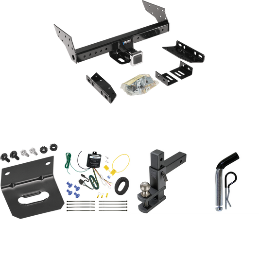 Fits 1999-2003 Ford Windstar Trailer Hitch Tow PKG w/ 4-Flat Wiring Harness + Adjustable Drop Rise Clevis Hitch Ball Mount w/ 2" Ball + Pin/Clip + Wiring Bracket (For (Built Before 11/2002) Models) By Reese Towpower