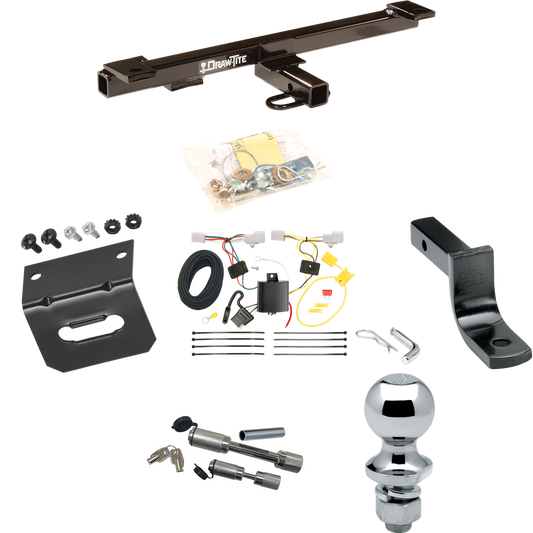 Se adapta al paquete de enganche de remolque Mazda 5 2006-2010 con arnés de cableado de 4 planos + barra de tracción + bola de 1-7/8" + soporte de cableado + enganche doble y cerraduras de acoplador de Draw-Tite