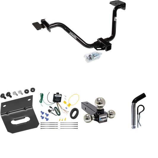 Fits 2004-2008 Chrysler Pacifica Trailer Hitch Tow PKG w/ 4-Flat Wiring Harness + Triple Ball Ball Mount 1-7/8" & 2" & 2-5/16" Trailer Balls + Pin/Clip + Wiring Bracket By Draw-Tite