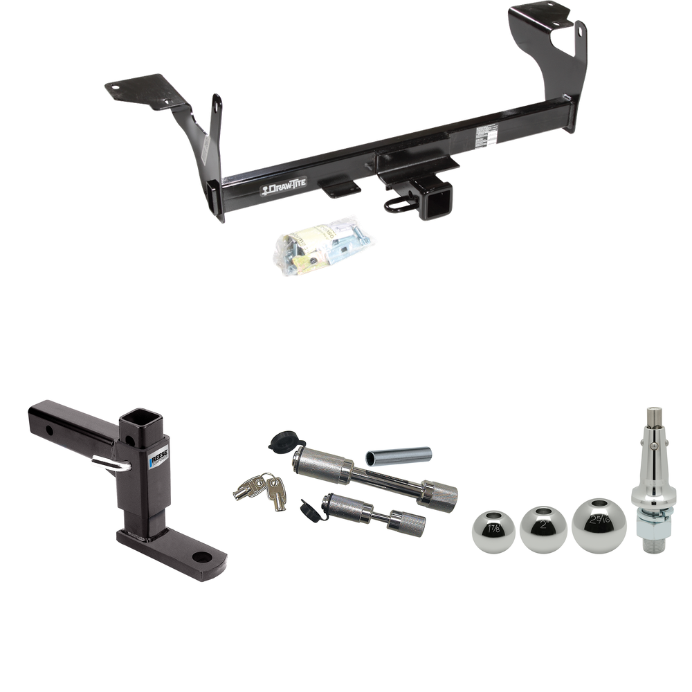 Fits 2010-2017 Volvo XC60 Trailer Hitch Tow PKG w/ Adjustable Drop Rise Ball Mount + Dual Hitch & Copler Locks + Inerchangeable 1-7/8" & 2" & 2-5/16" Balls By Draw-Tite