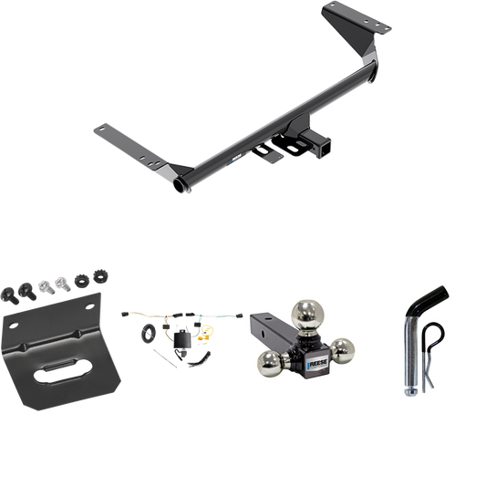 Fits 2021-2023 Chrysler Pacifica Trailer Hitch Tow PKG w/ 4-Flat Wiring Harness + Triple Ball Ball Mount 1-7/8" & 2" & 2-5/16" Trailer Balls + Pin/Clip + Wiring Bracket By Reese Towpower