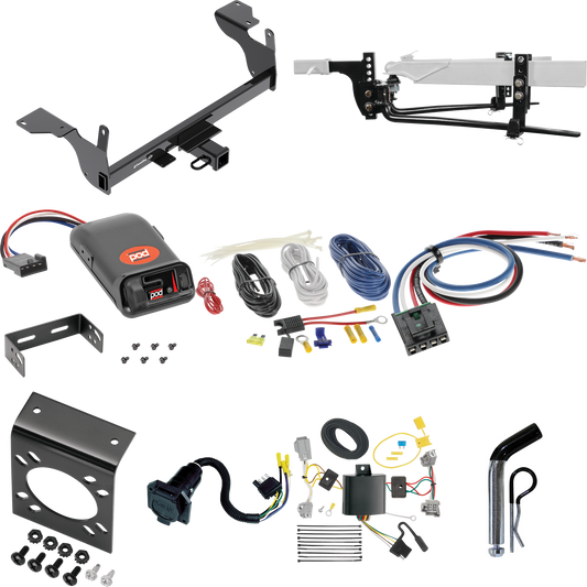 Fits 2014-2017 Volvo XC60 Trailer Hitch Tow PKG w/ 6K Round Bar Weight Distribution Hitch w/ 2-5/16" Ball + Pin/Clip + Pro Series POD Brake Control + Generic BC Wiring Adapter + 7-Way RV Wiring By Draw-Tite