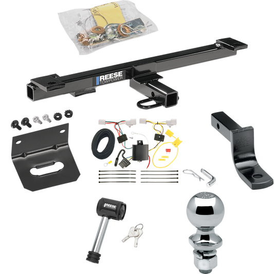 Se adapta al paquete de enganche de remolque Mazda 5 2006-2010 con arnés de cableado plano de 4 + barra de tracción + bola de 2" + soporte de cableado + bloqueo de enganche de Reese Towpower