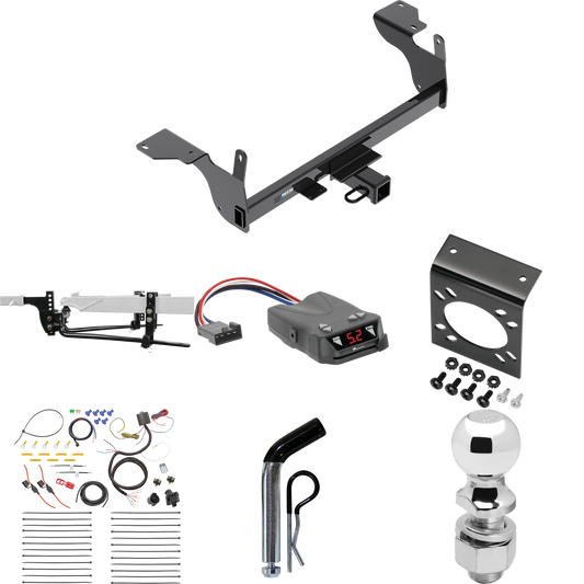 Fits 2014-2017 Volvo XC60 Trailer Hitch Tow PKG w/ 6K Round Bar Weight Distribution Hitch w/ 2-5/16" Ball + 2" Ball + Pin/Clip + Tekonsha Brakeman IV Brake Control + 7-Way RV Wiring By Reese Towpower