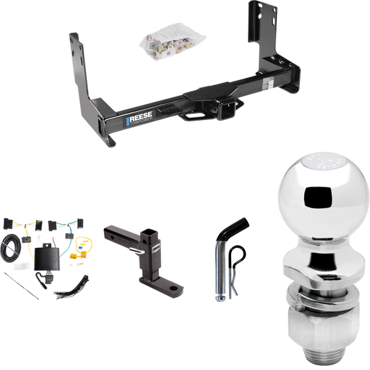 Fits 2019-2021 Freightliner Sprinter 3500 Trailer Hitch Tow PKG w/ 4-Flat Wiring + Adjustable Drop Rise Ball Mount + Pin/Clip + 2" Ball (Excludes: w/Factory Step Bumper Models) By Reese Towpower