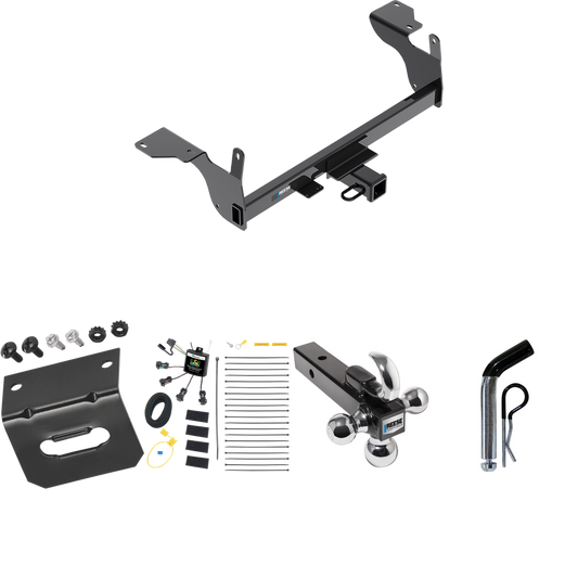 Fits 2014-2017 Volvo XC60 Trailer Hitch Tow PKG w/ 4-Flat Zero Contact "No Splice" Wiring Harness + Triple Ball Ball Mount 1-7/8" & 2" & 2-5/16" Trailer Balls w/ Tow Hook + Pin/Clip + Wiring Bracket By Reese Towpower