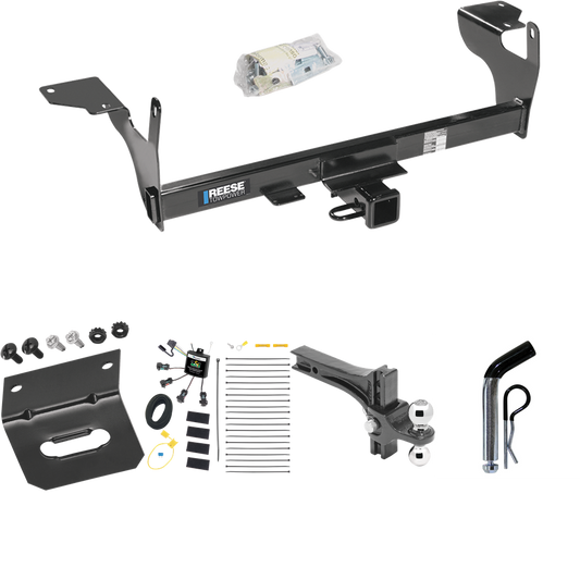 Fits 2010-2017 Volvo XC60 Trailer Hitch Tow PKG w/ 4-Flat Zero Contact "No Splice" Wiring Harness + Dual Adjustable Drop Rise Ball Ball Mount 2" & 2-5/16" Trailer Balls + Pin/Clip + Wiring Bracket By Reese Towpower