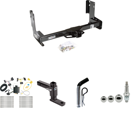 Fits 2014-2018 Mercedes-Benz Sprinter 2500 Trailer Hitch Tow PKG w/ 4-Flat Wiring + Adjustable Drop Rise Ball Mount + Pin/Clip + Inerchangeable 1-7/8" & 2" & 2-5/16" Balls (Excludes: w/Factory Step Bumper Models) By Draw-Tite