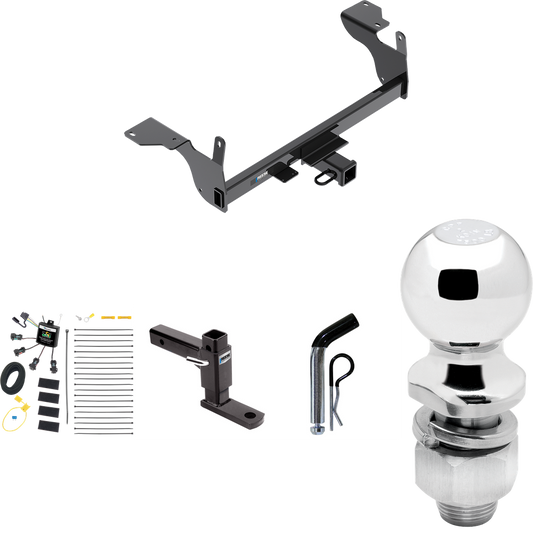 Fits 2014-2017 Volvo XC60 Trailer Hitch Tow PKG w/ 4-Flat Zero Contact "No Splice" Wiring Harness + Adjustable Drop Rise Ball Mount + Pin/Clip + 2" Ball By Reese Towpower