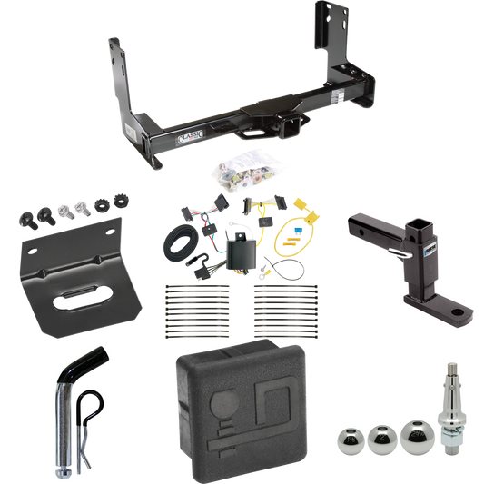 Fits 2014-2018 Freightliner Sprinter 3500 Trailer Hitch Tow PKG w/ 4-Flat Wiring + Adjustable Drop Rise Ball Mount + Pin/Clip + Inerchangeable 1-7/8" & 2" & 2-5/16" Balls + Wiring Bracket + Hitch Cover (Excludes: w/Factory Step Bumper Models) By Draw