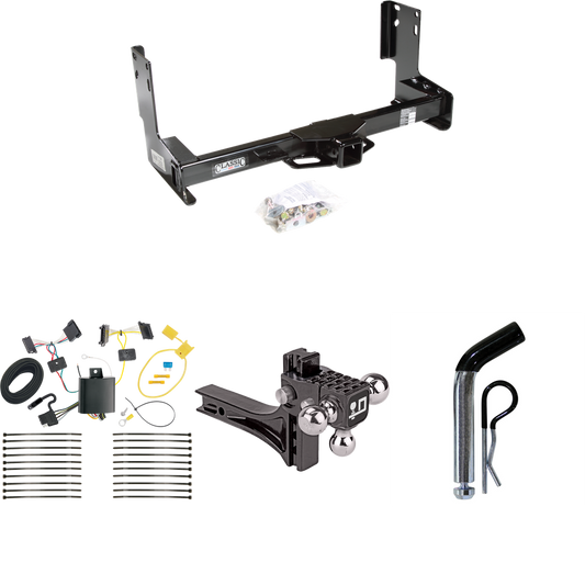 Fits 2014-2018 Freightliner Sprinter 3500 Trailer Hitch Tow PKG w/ 4-Flat Wiring + Adjustable Drop Rise Triple Ball Ball Mount 1-7/8" & 2" & 2-5/16" Trailer Balls + Pin/Clip (Excludes: w/Factory Step Bumper Models) By Draw-Tite