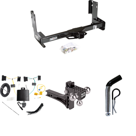 Fits 2019-2021 Mercedes-Benz Sprinter 3500 Trailer Hitch Tow PKG w/ 4-Flat Wiring + Adjustable Drop Rise Triple Ball Ball Mount 1-7/8" & 2" & 2-5/16" Trailer Balls + Pin/Clip (Excludes: w/Factory Step Bumper Models) By Draw-Tite