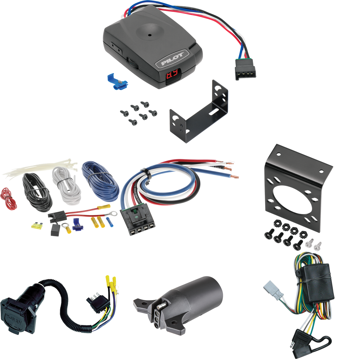 Fits 2003-2004 Honda Element 7-Way RV Wiring + Pro Series Pilot Brake Control + Generic BC Wiring Adapter + 7-Way to 4-Way Adapter By Tekonsha