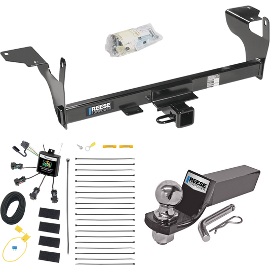 Se adapta al paquete de remolque con enganche de remolque Volvo XC60 2010-2017 con cableado "sin empalme" de 4 contactos planos cero + kit de inicio de soporte de bola con caída de 2" y bola de 2" de Reese Towpower