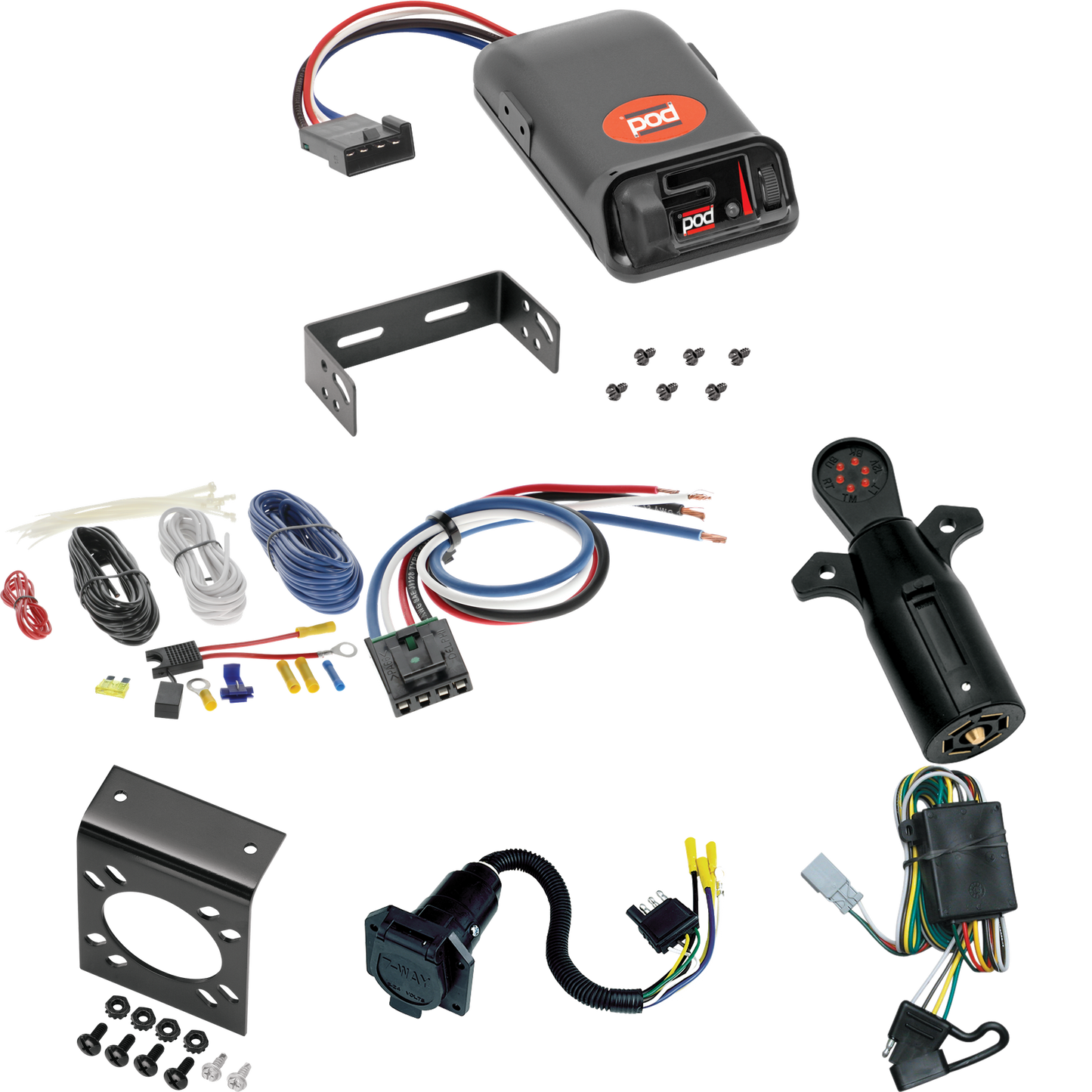 Fits 2001-2006 Acura MDX 7-Way RV Wiring + Pro Series POD Brake Control + Generic BC Wiring Adapter + 7-Way Tester By Tekonsha