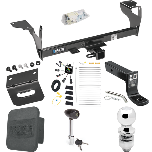 Se adapta al paquete de enganche de remolque Volvo XC60 2010-2017 con cableado "sin empalme" de 4 contactos planos cero + soporte de bola con caída de 4" + bola de 2" + soporte de cableado + bloqueo de enganche + cubierta de enganche de Reese Towpower