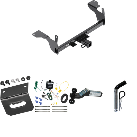 Fits 2014-2017 Volvo XC60 Trailer Hitch Tow PKG w/ 4-Flat Wiring Harness + Dual Ball Ball Mount 2" & 2-5/16" Trailer Balls + Pin/Clip +  Wiring Bracket By Reese Towpower