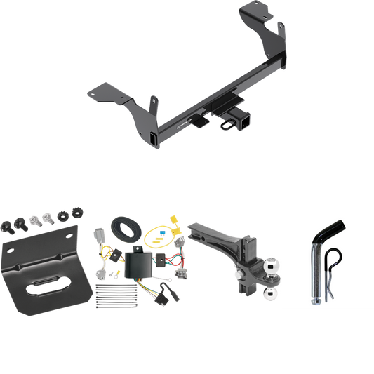 Fits 2014-2017 Volvo XC60 Trailer Hitch Tow PKG w/ 4-Flat Wiring Harness + Dual Adjustable Drop Rise Ball Ball Mount 2" & 2-5/16" Trailer Balls + Pin/Clip + Wiring Bracket By Draw-Tite