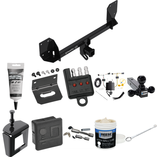 Fits 2018-2023 Volvo XC60 Trailer Hitch Tow PKG w/ 4-Flat Wiring + Triple Ball Ball Mount 1-7/8" & 2" & 2-5/16" Trailer Balls + Wiring Bracket + Hitch Cover + Dual Hitch & Coupler Locks + Wiring Tester + Ball Lube + Electric Grease + Ball Wrench + An