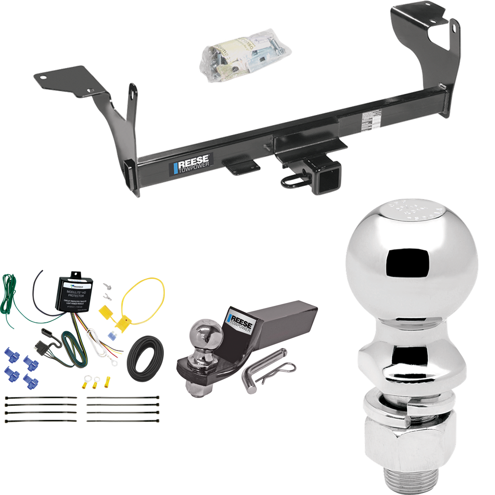 Se adapta al paquete de enganche de remolque Volvo XC60 2010-2017 con cableado plano de 4 + kit de montaje de bola de inicio con caída de 2" y bola de 2" + bola de 2-5/16" de Reese Towpower