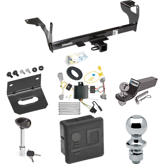 Fits 2010-2017 Volvo XC60 Trailer Hitch Tow PKG w/ 4-Flat Wiring + Starter Kit Ball Mount w/ 2" Drop & 2" Ball + 1-7/8" Ball + Wiring Bracket + Hitch Lock + Hitch Cover By Draw-Tite