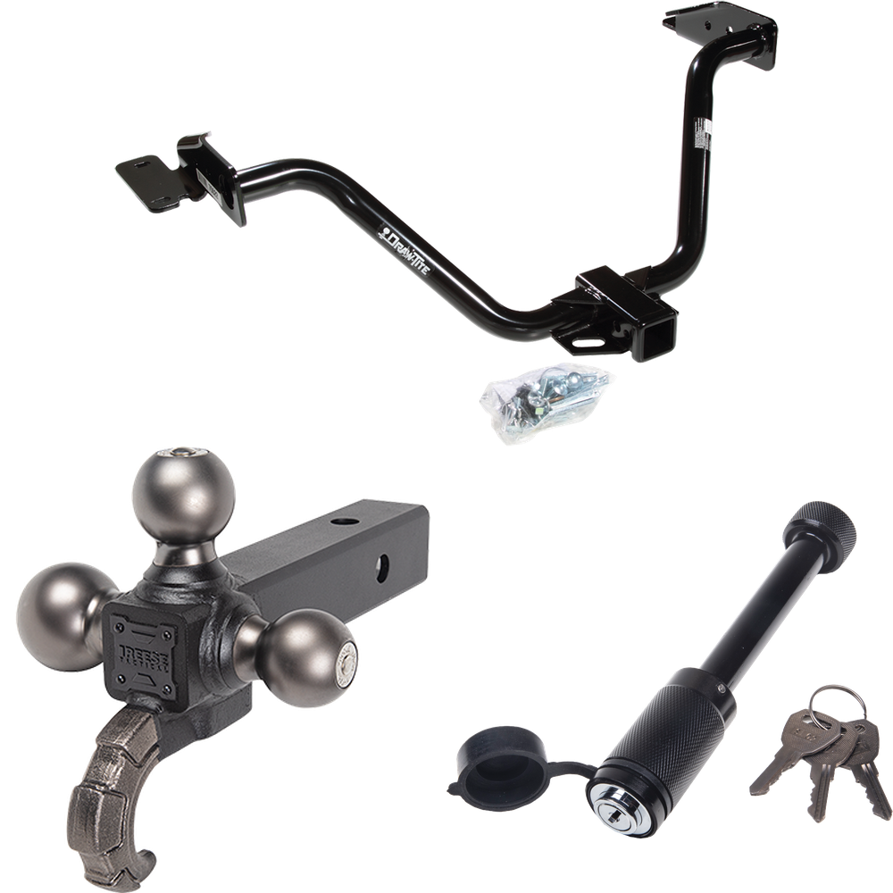 Fits 2004-2008 Chrysler Pacifica Trailer Hitch Tow PKG + Triple Ball Tactical Ball Mount 1-7/8" & 2" & 2-5/16" Balls w/ Tow Hook + Tactical Dogbone Lock By Draw-Tite