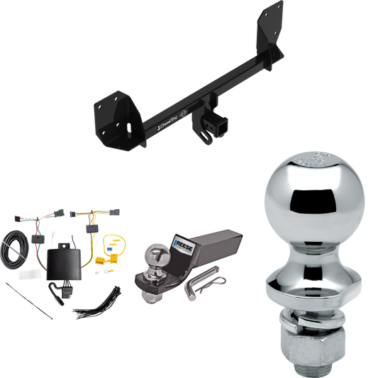 Fits 2018-2023 Volvo XC60 Trailer Hitch Tow PKG w/ 4-Flat Wiring + Starter Kit Ball Mount w/ 2" Drop & 2" Ball + 1-7/8" Ball By Draw-Tite