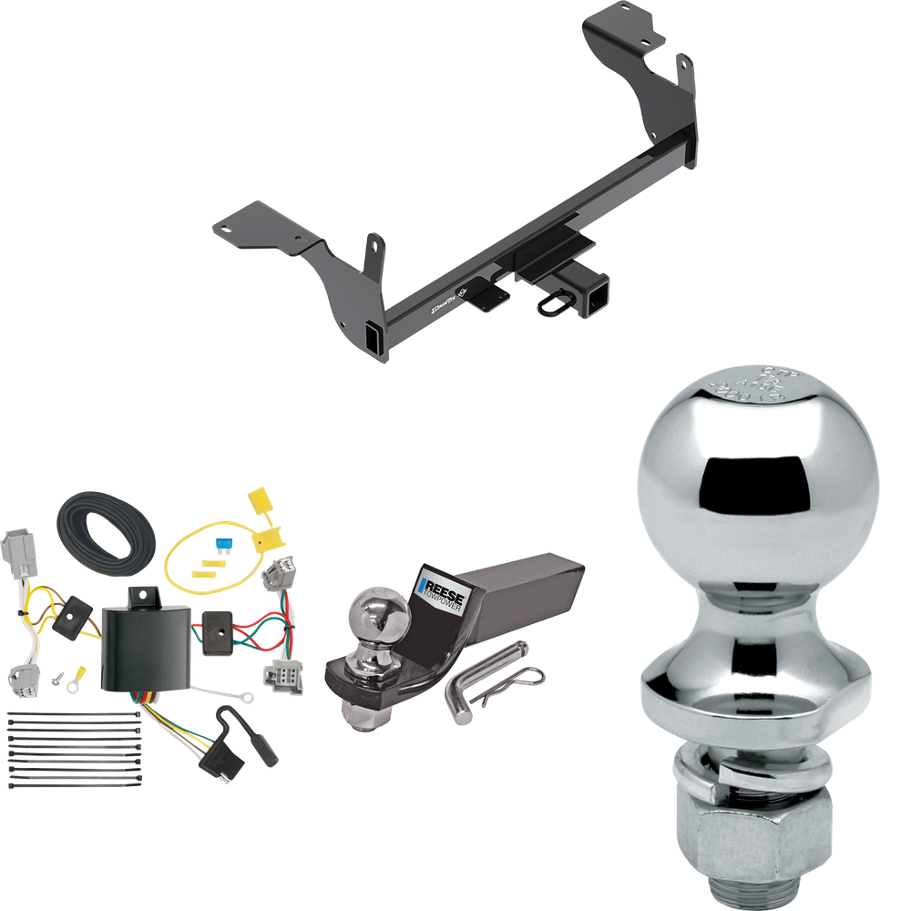 Fits 2014-2017 Volvo XC60 Trailer Hitch Tow PKG w/ 4-Flat Wiring + Starter Kit Ball Mount w/ 2" Drop & 2" Ball + 1-7/8" Ball By Draw-Tite