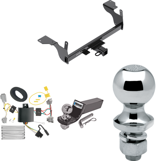 Fits 2014-2017 Volvo XC60 Trailer Hitch Tow PKG w/ 4-Flat Wiring + Starter Kit Ball Mount w/ 2" Drop & 2" Ball + 1-7/8" Ball By Draw-Tite