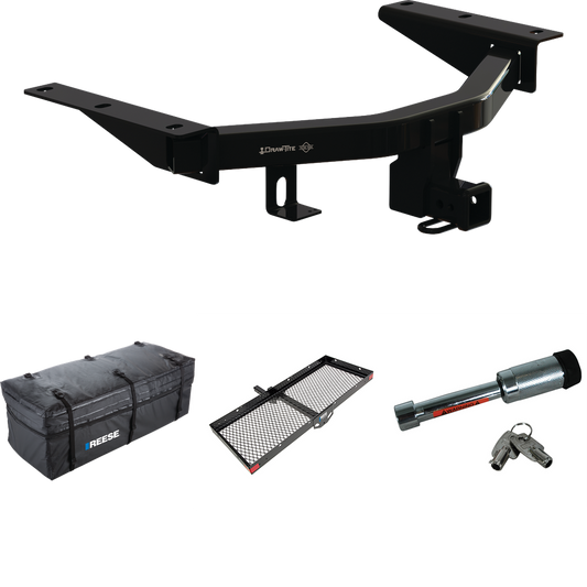 Fits 2022-2023 Acura MDX Trailer Hitch Tow PKG w/ 48" x 20" Cargo Carrier + Cargo Bag + Hitch Lock By Draw-Tite