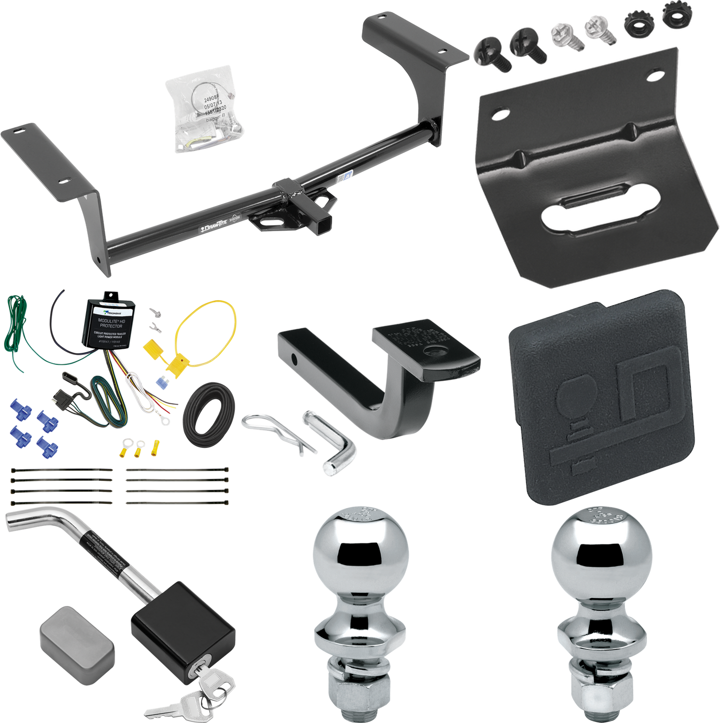 Se adapta al paquete de remolque con enganche para remolque Mazda 6 2014-2021 con arnés de cableado de 4 planos + barra de tracción + bola de 1-7/8" + 2" + soporte de cableado + cubierta de enganche + bloqueo de enganche (para modelos sedán) de Draw-Tite