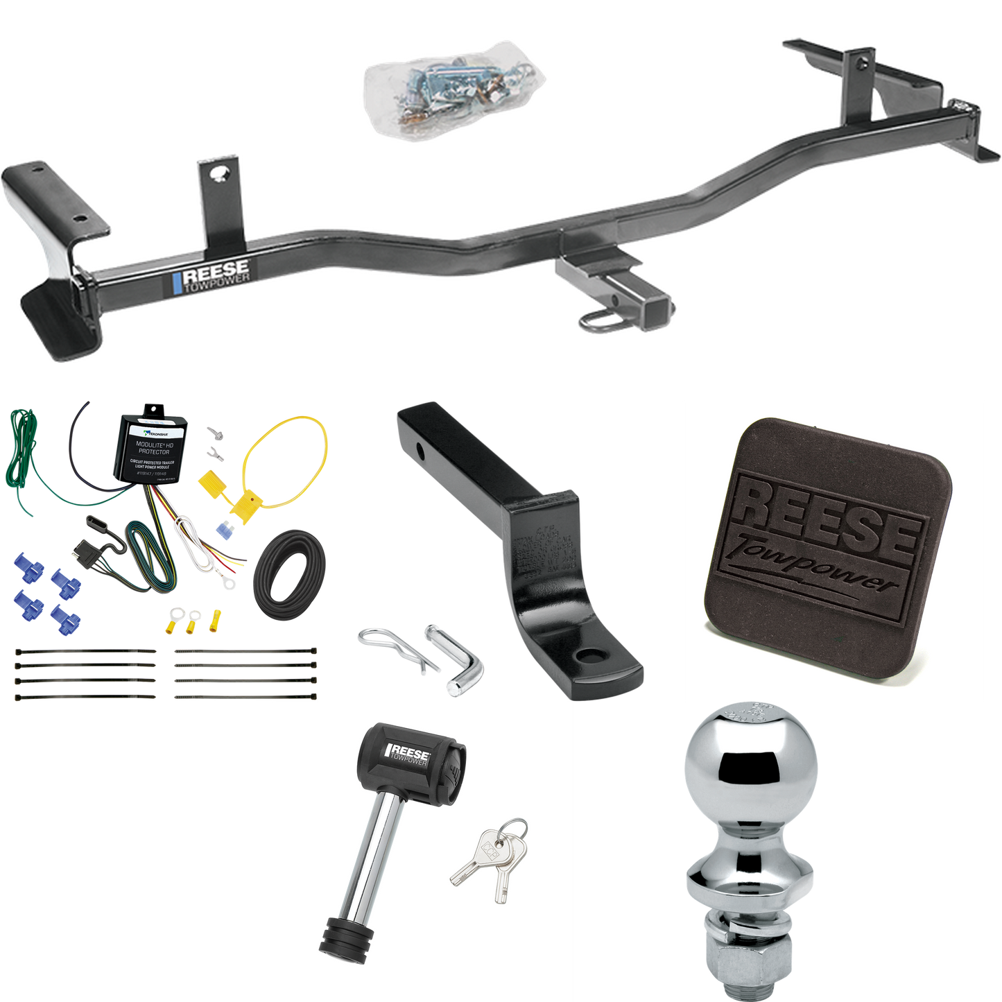 Fits 2009-2013 Mazda 6 Trailer Hitch Tow PKG w/ 4-Flat Wiring Harness + Draw-Bar + 1-7/8" Ball + Hitch Cover + Hitch Lock (For Sedan Models) By Reese Towpower