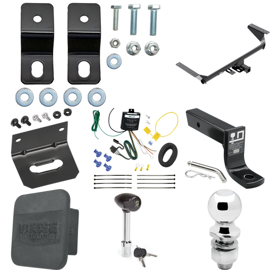 Fits 2017-2020 Chrysler Pacifica Hybrid Trailer Hitch Tow PKG w/ 4-Flat Wiring + Ball Mount w/ 4" Drop + 2" Ball + Wiring Bracket + Hitch Lock + Hitch Cover By Reese Towpower