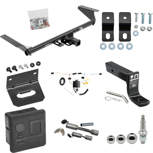 Fits 2021-2023 Chrysler Pacifica Hybrid Trailer Hitch Tow PKG w/ 4-Flat Wiring + Ball Mount w/ 4" Drop + Interchangeable Ball 1-7/8" & 2" & 2-5/16" + Wiring Bracket + Dual Hitch & Coupler Locks + Hitch Cover By Draw-Tite